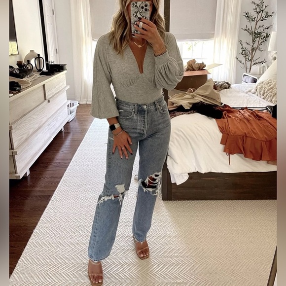 New! Agolde Riley High Rise Distressed Straight Jeans 👖 size 25 - Picture 9 of 13